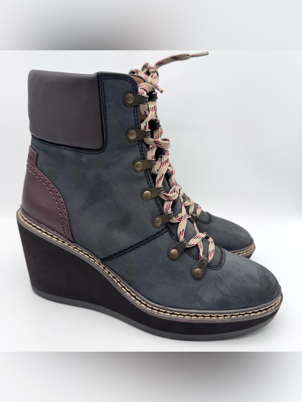 See by Chloé Martinica Leather Wedge Platform Ankle Booties Women's EU 39 US 8.5